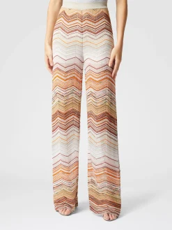 Palazzo chevron lamé trousers with sequins