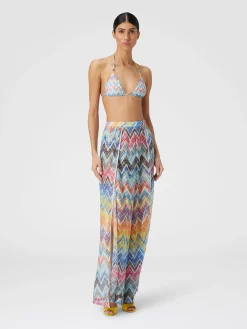Palazzo trousers with zigzag print and lurex