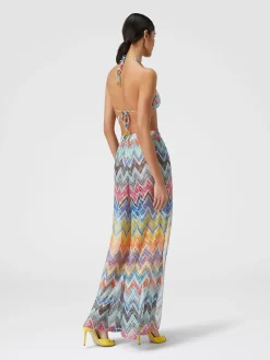 Palazzo trousers with zigzag print and lurex