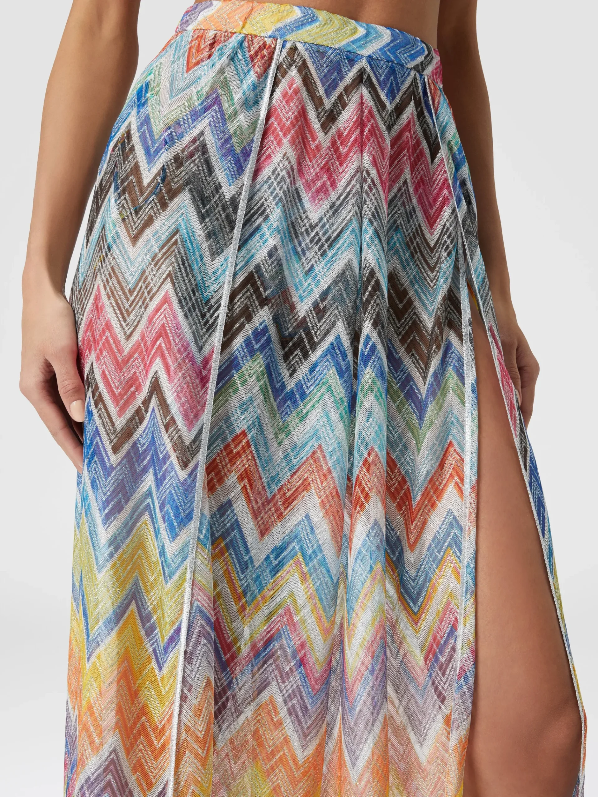 Palazzo trousers with zigzag print and lurex