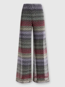 Palazzo-pants with lamé lace motif