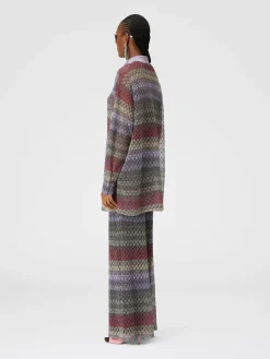 Palazzo-pants with lamé lace motif