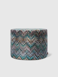 Parrot cylindrical pouffe 40x30 cm with zigzag pattern