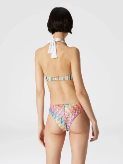 Patchwork one-piece swimsuit with cut-out details