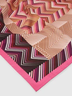 Patchwork print silk scarf