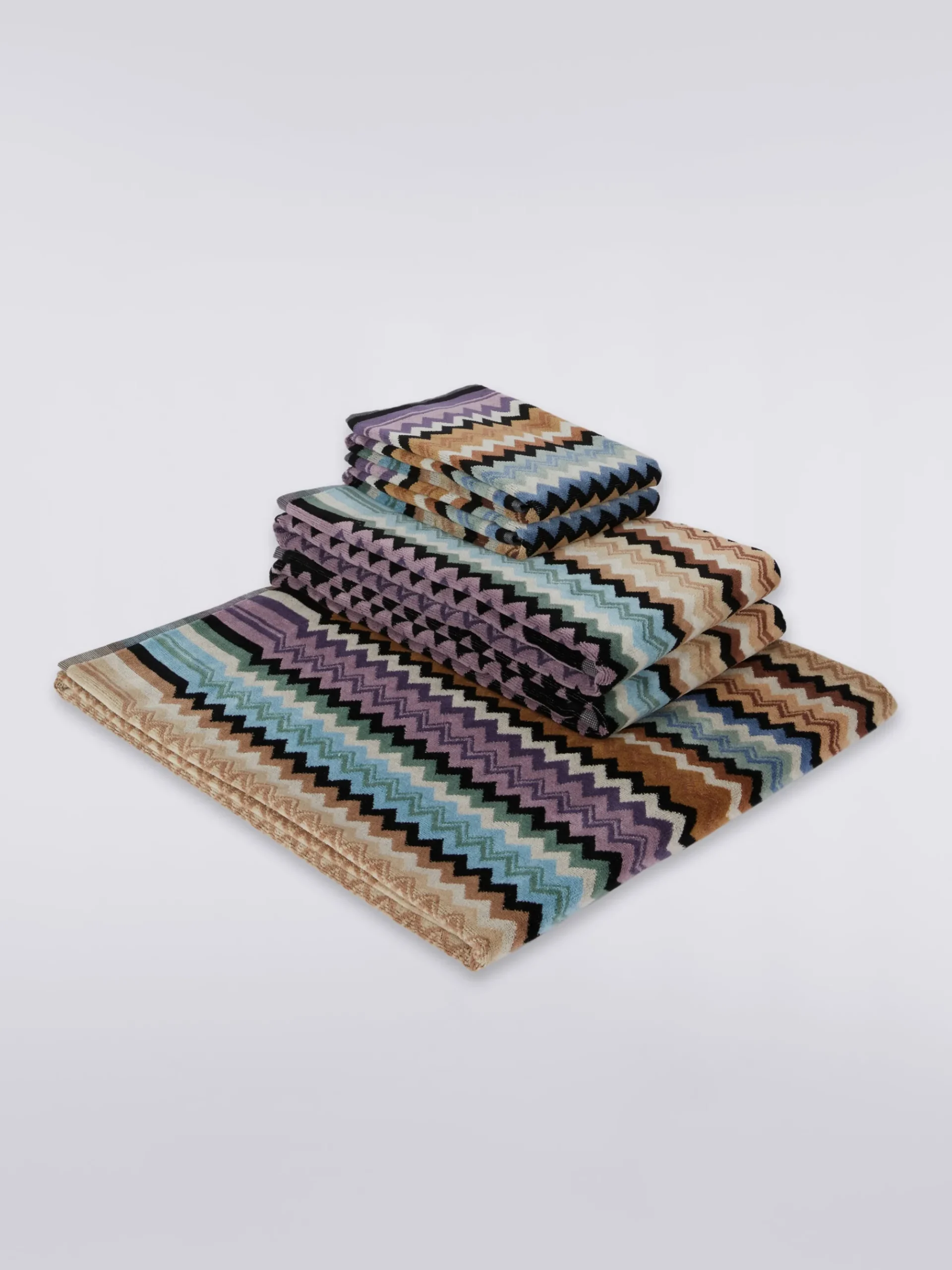 5-piece Adam bath towel set in chevron cotton terry