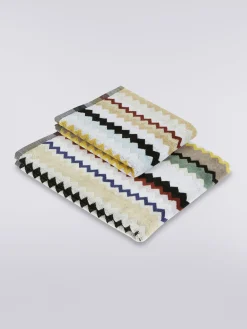 2-piece Curt bath towel set in chevron cotton terry