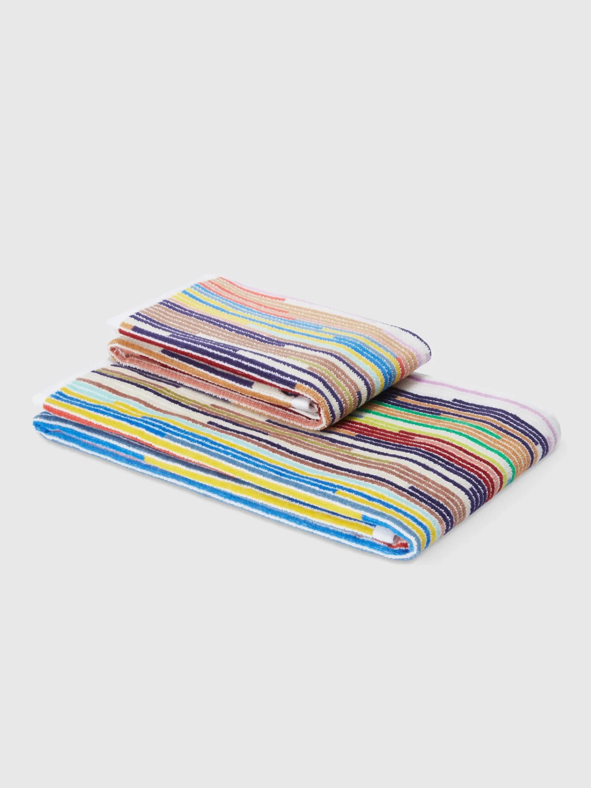2-piece set of Melody bath towels in slub cotton terry