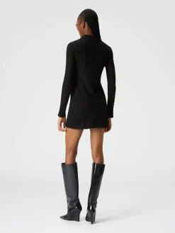 Polo mini-dress in cotton and chevron viscose