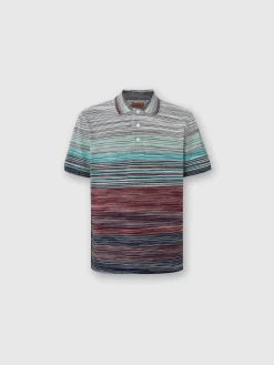 Polo shirt in shaded slub cotton piqué