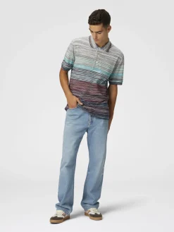 Polo shirt in shaded slub cotton piqué