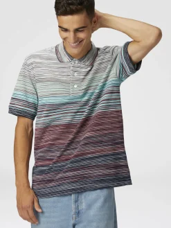 Polo shirt in shaded slub cotton piqué