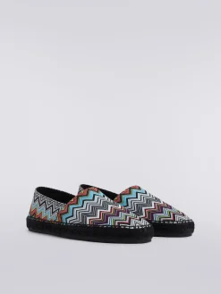 Printed canvas flat espadrilles with logo inscription