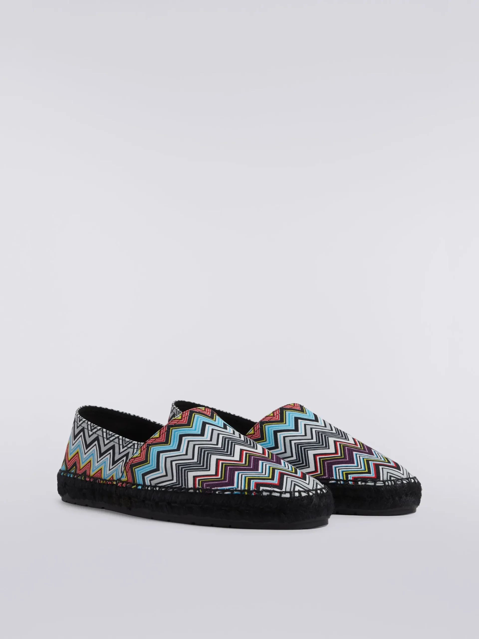 Printed canvas flat espadrilles with logo inscription