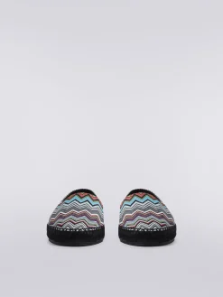 Printed canvas flat espadrilles with logo inscription