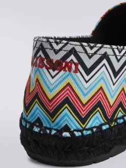Printed canvas flat espadrilles with logo inscription
