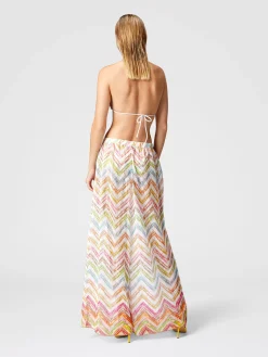 Printed tulle cover-up palazzo trousers
