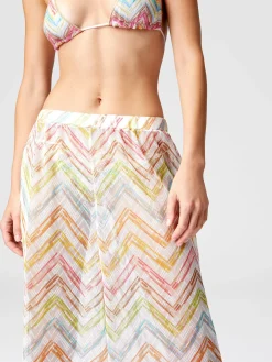 Printed tulle cover-up palazzo trousers