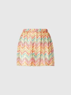 Printed tulle cover-up shorts