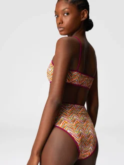 Reversible bikini with print and high bottom