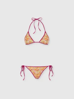 Reversible triangle bikini with print