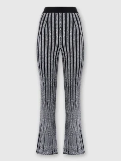Ribbed flare zig zag trousers with sequins