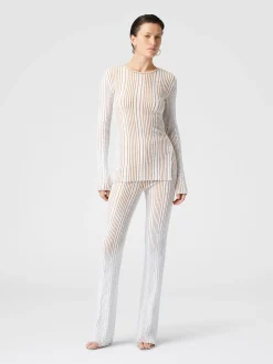 Ribbed mini-dress with sequins and long sleeves