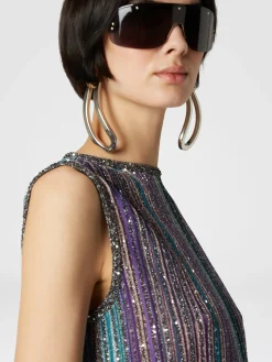 Ribbed ribbed sleeveless top with sequins
