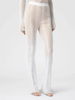 Ribbed stretch flared trousers with sequins