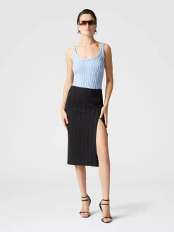 Ribbed tank top with sequins