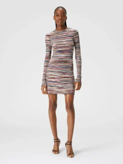 Ribbed wool and viscose slub mini-dress