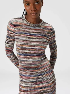 Ribbed wool and viscose slub mini-dress