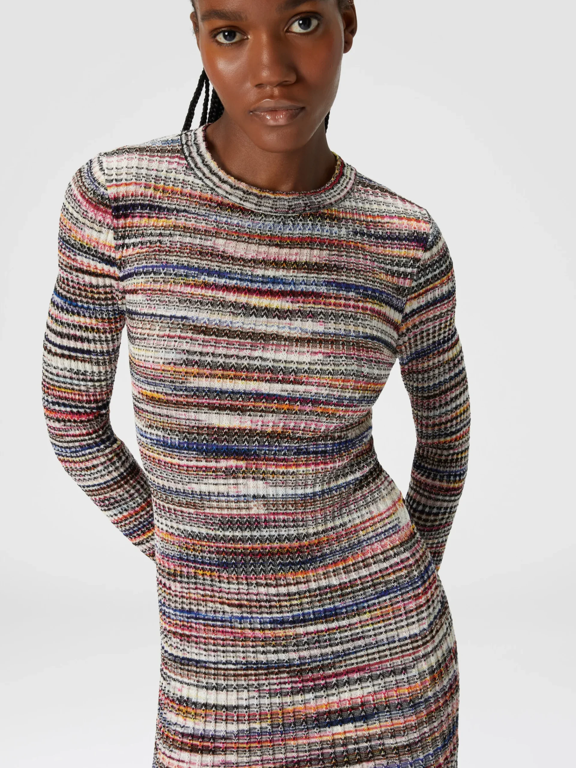 Ribbed wool and viscose slub mini-dress