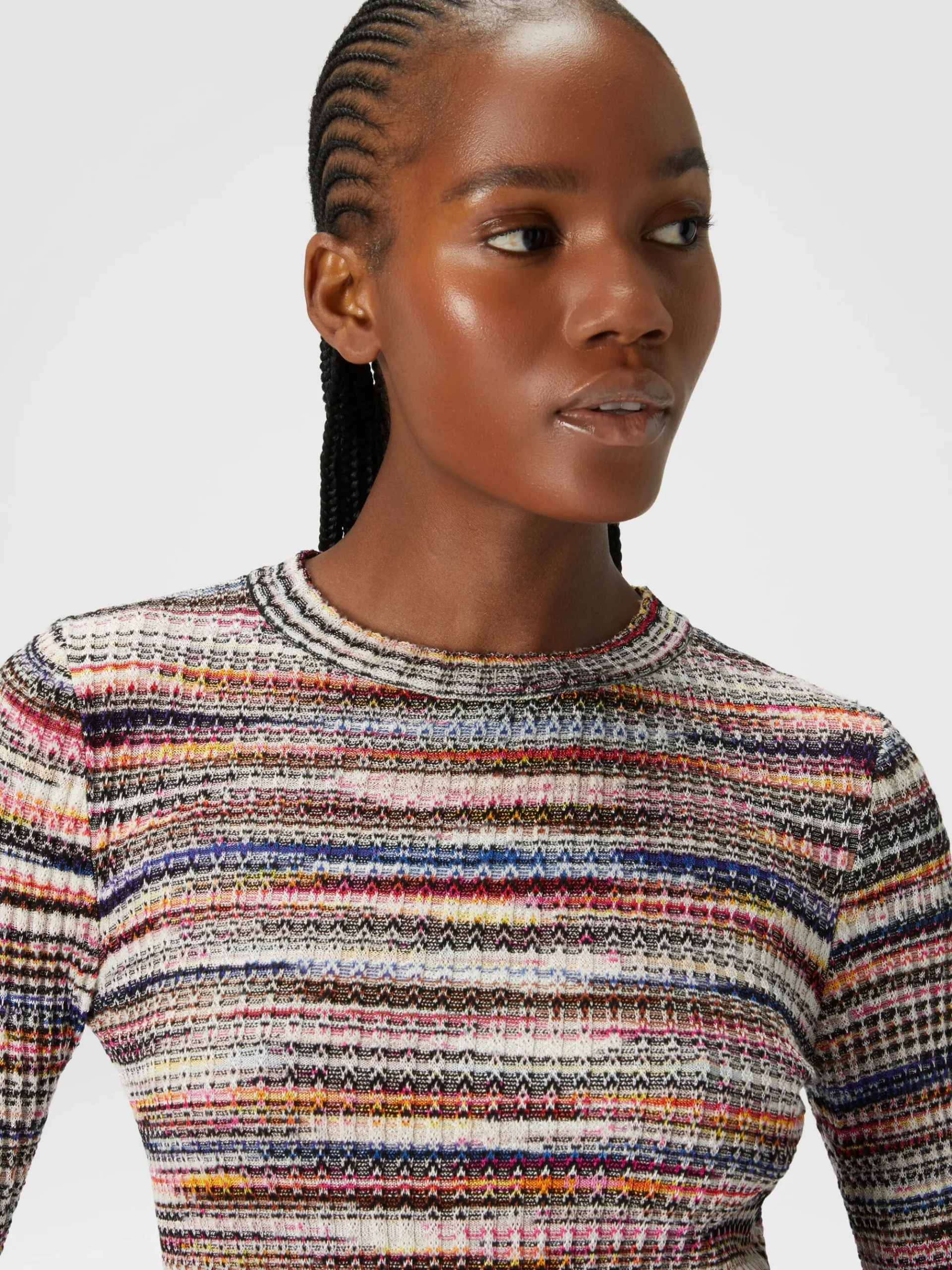 Ribbed wool and viscose slub mini-dress