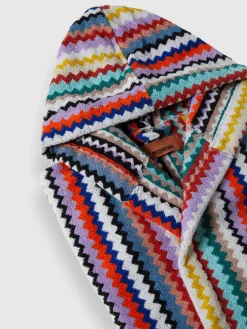 Riverbero bathrobe in cotton terry with zigzag pattern