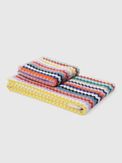 Riverbero 2-piece bath towel set in cotton terry with zigzag pattern