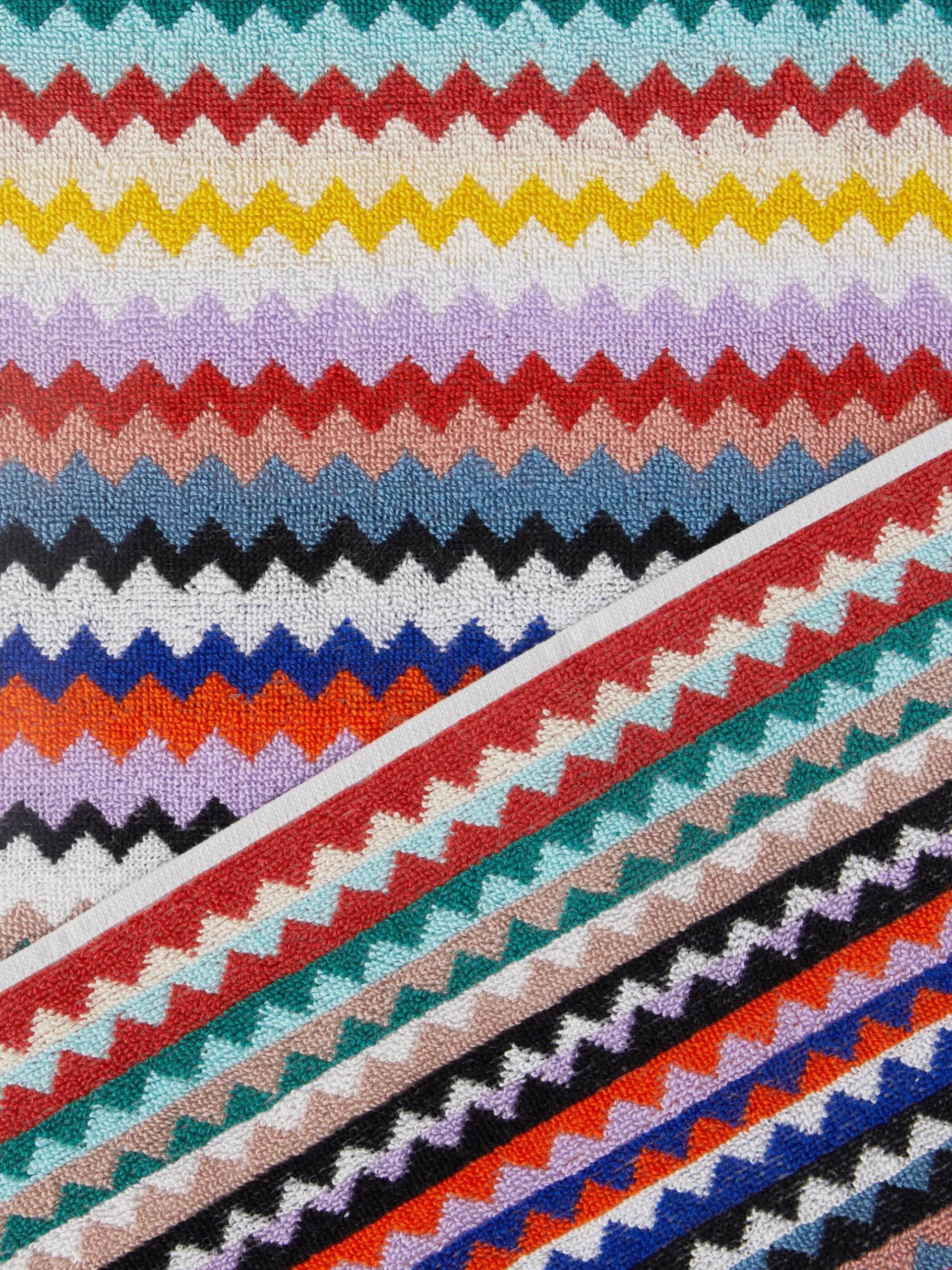 Riverbero 2-piece bath towel set in cotton terry with zigzag pattern