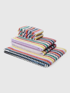 Riverbero 5-piece bath towel set in cotton terry with zigzag pattern