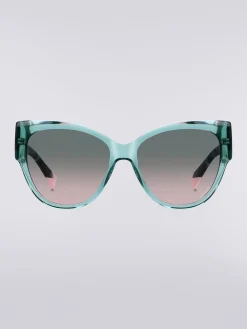 Rounded frame sunglasses with contrasting logo insert