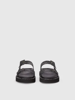 Sandals with double band in zig zag fabric