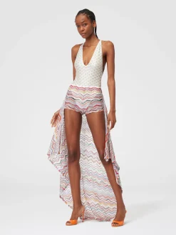 Sarong skirt in crochet with lurex