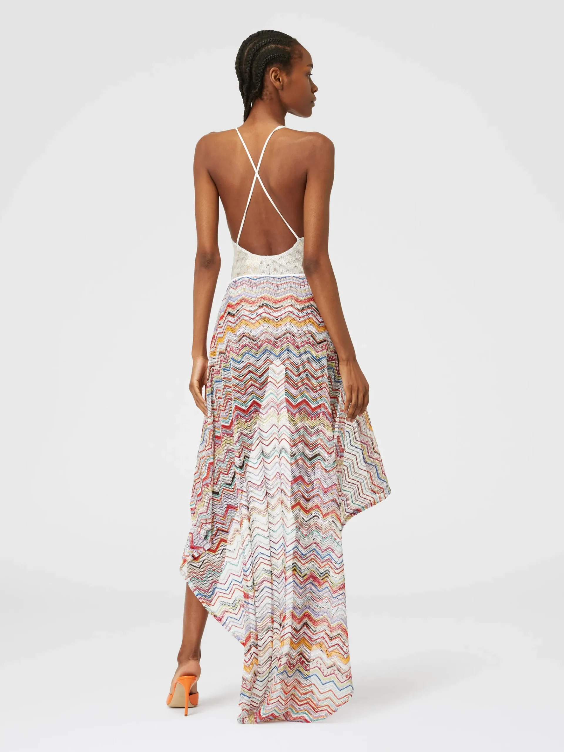 Sarong skirt in crochet with lurex