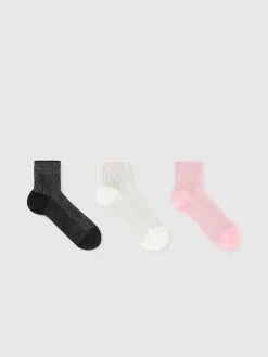 Set of 3 lamé ribbed socks