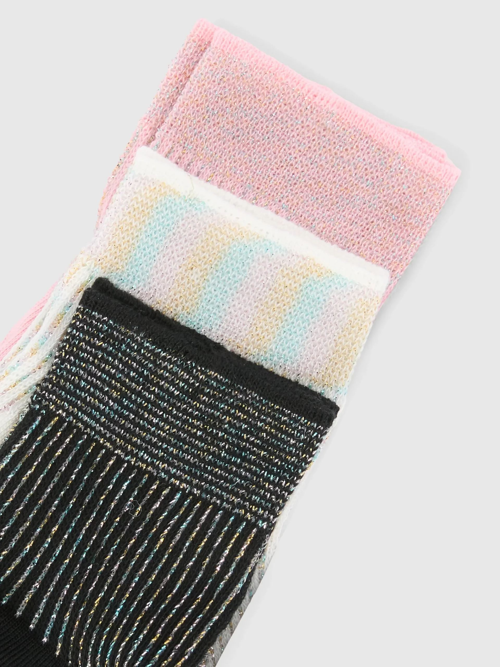 Set of 3 lamé ribbed socks