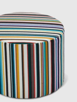Shangai cylindrical outdoor pouffe 40x30 cm with zigzag pattern