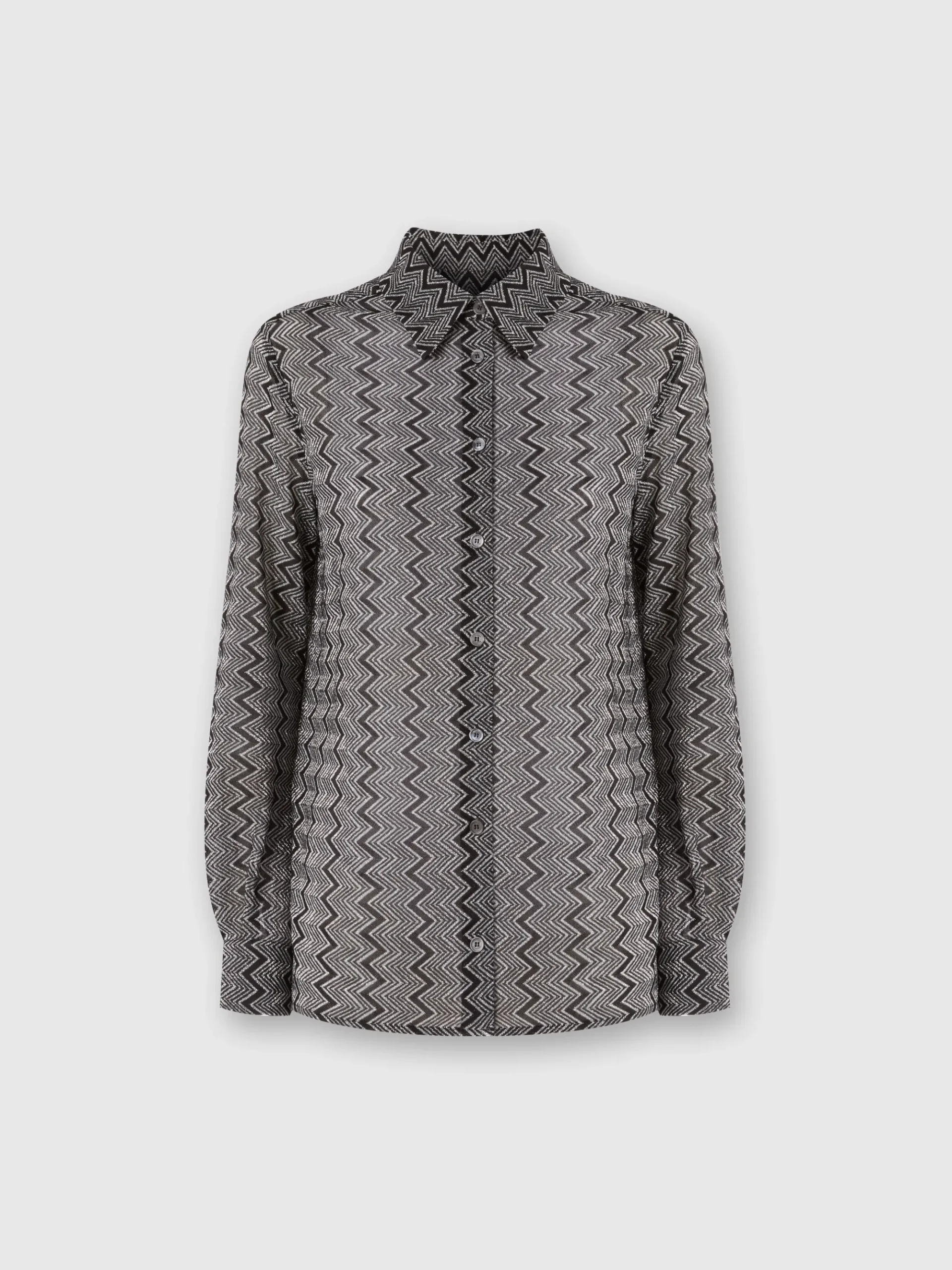 Shirt with zig zag lamé pattern