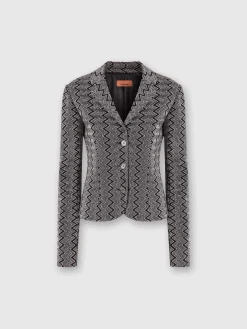 Short blazer in zig zag lamé viscose blend