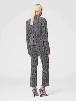 Short blazer in zig zag lamé viscose blend