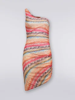Short chevron tulle one-shoulder cover up