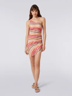 Short chevron tulle one-shoulder cover up